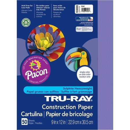 TRU-RAY Paper, Const, 9X12, Violt, 50Sh Pk PAC103009